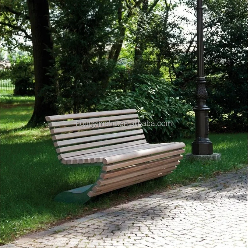 Factory S shape design outdoor wooden bench outdoor metal bench garden bench outdoor furniture