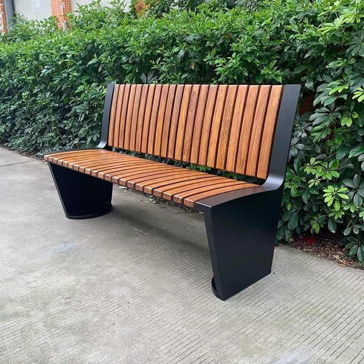 Modern outdoor furniture stainless steel benches  wooden benches seat