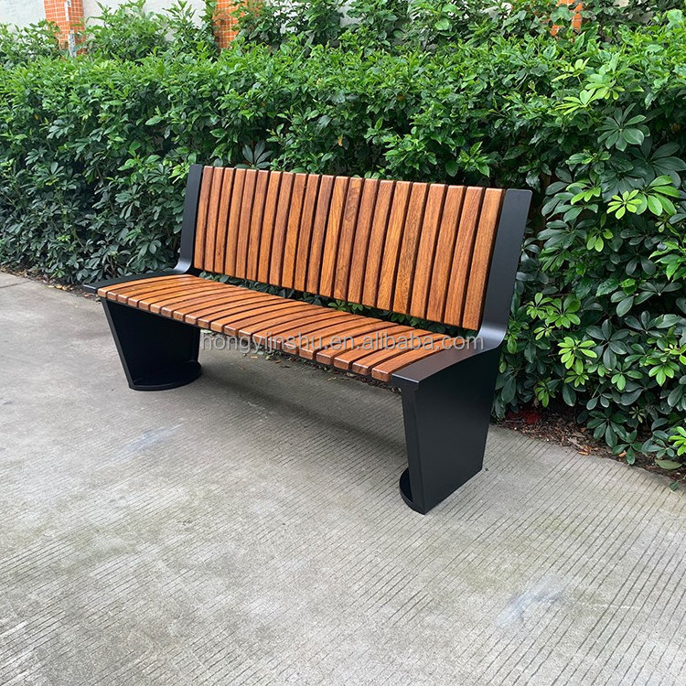 Modern outdoor furniture stainless steel benches  wooden benches seat