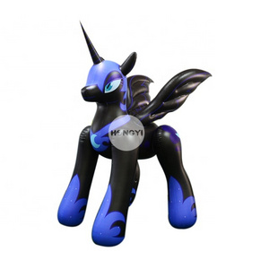 New Hot Selling Giant Party Show Winged Blue Black Inflatable Cartoon Horse