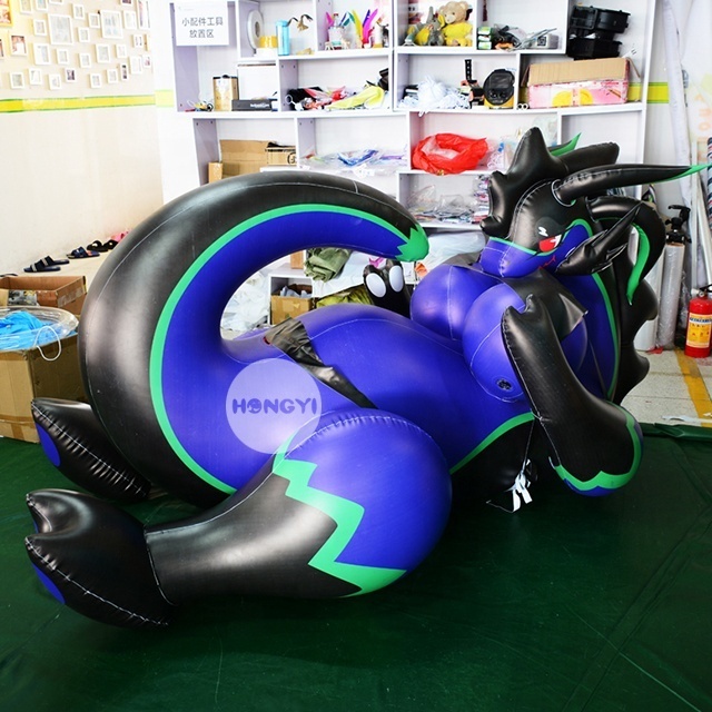 Giant Black Blue Sexy Big Breasted Inflatable Lying Dragon Sph