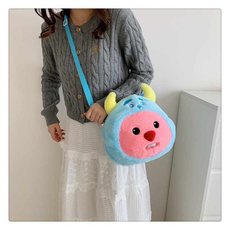 Supports design Kawaii Loopy Plush Bags Cute Cartoon Anime Pink Beaver Head Kids Birthday Gifts Portable Loopy Storage Shoulder