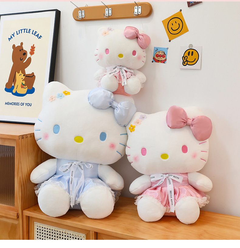 35CM Hot Selling Creative K T Cat with Pink Suspenders Angel Dressed Kitty Fluffy Animal Plush Toy Girlfriends' Gift