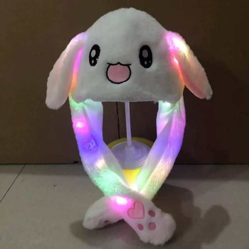 wholesale cute plush animal  bunny rabbit hat cap kids Christmas pikachu moving ears with led Light up party winter hats