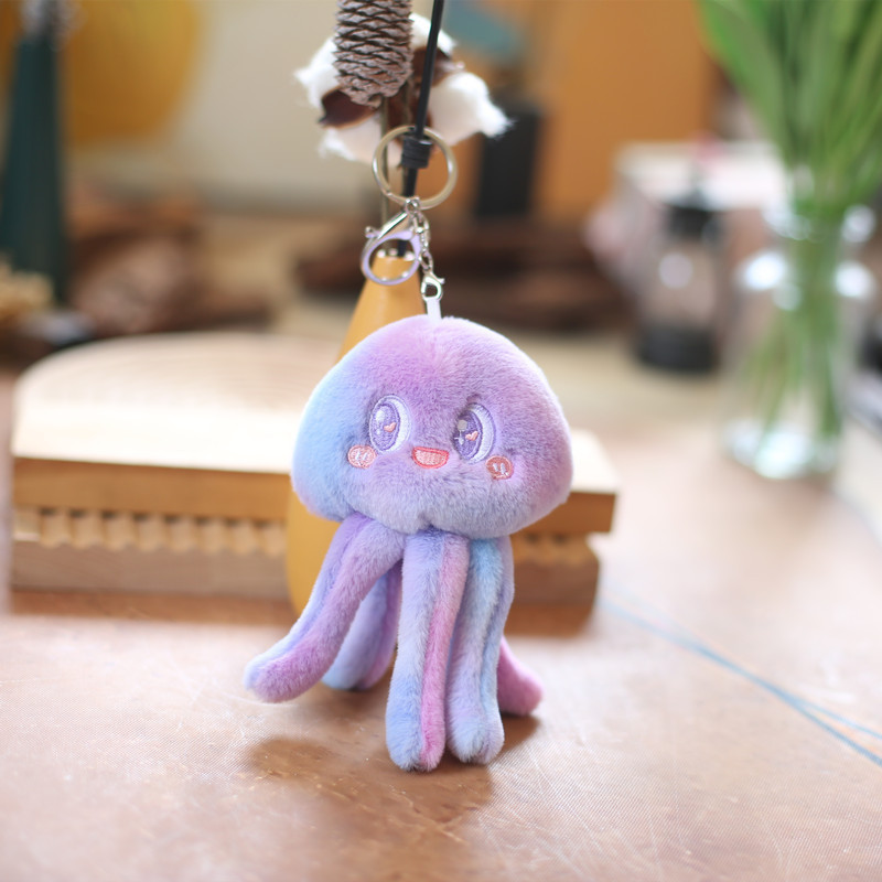 Cute Octopuses Keychain Plush Dolls Key Chain Cartoon Stuffed Jellyfish Soft Kawaii Toy