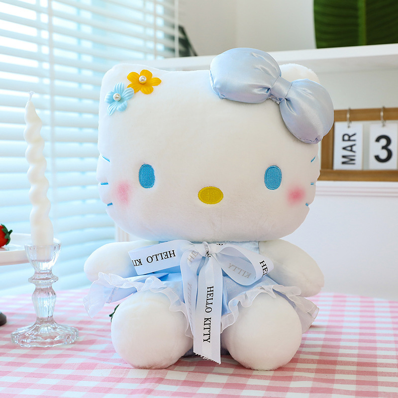 35CM Hot Selling Creative K T Cat with Pink Suspenders Angel Dressed Kitty Fluffy Animal Plush Toy Girlfriends' Gift