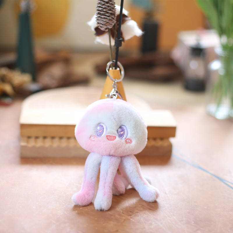 Cute Octopuses Keychain Plush Dolls Key Chain Cartoon Stuffed Jellyfish Soft Kawaii Toy