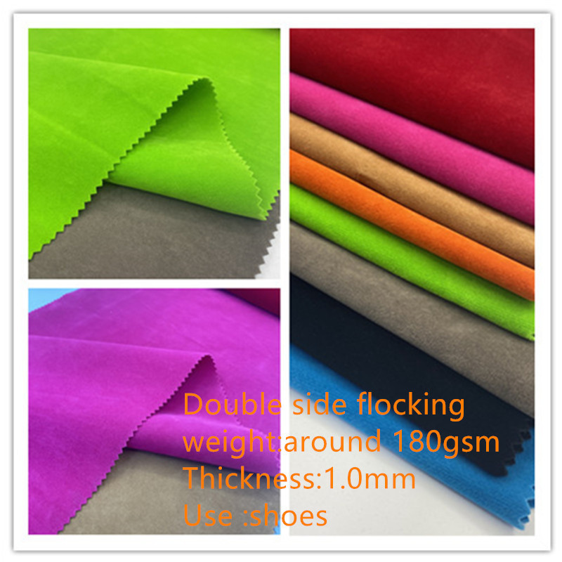 Tricot Flock Fabric Polyester Nylon Rayon 110 150 160gsm velvet fabric Woven Knitting Flock Velvet Self-Adhesive Fabric