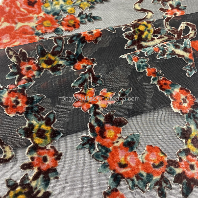 Custom high quality25%SILK velvet fabric 75%VISCOSE black pure silk velvet fabric print flower velvet fabric textiles