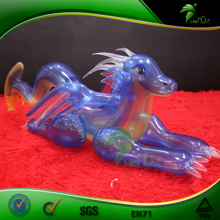 Hongyi Custom Inflatable Blue Clear Dragon With Wings Dragon Pooltoys