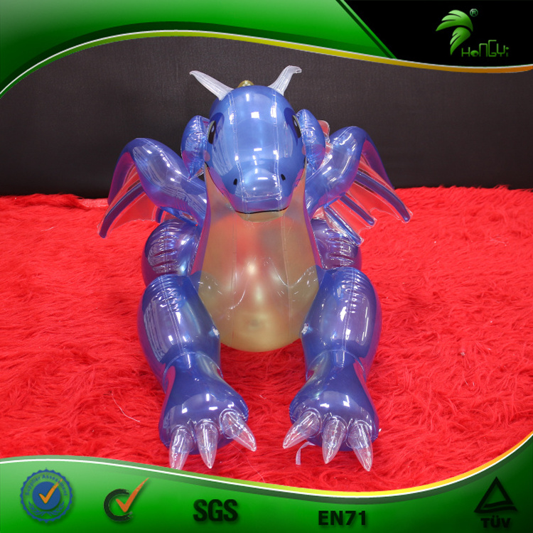 Hongyi Custom Inflatable Blue Clear Dragon With Wings Dragon Pooltoys