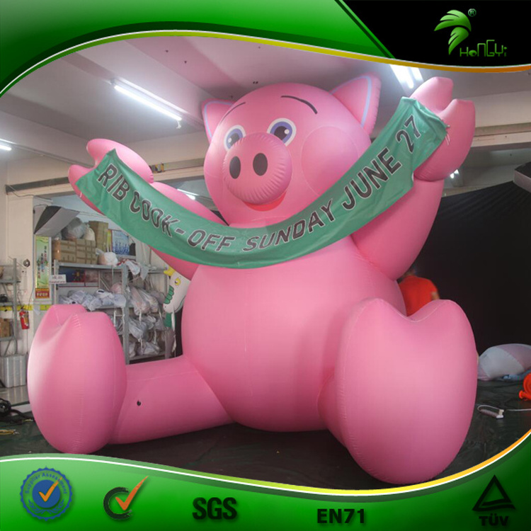 Advertising Brand Balloon Giant Inflatable Piggy With Banner Custom Inflatable Pig Animal Toy