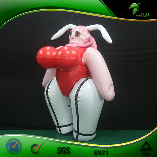 Sexy Inflatable Pink Bunny Suit Hongyi Inflatable Animal Suit With Breasts Body Inflation Costume