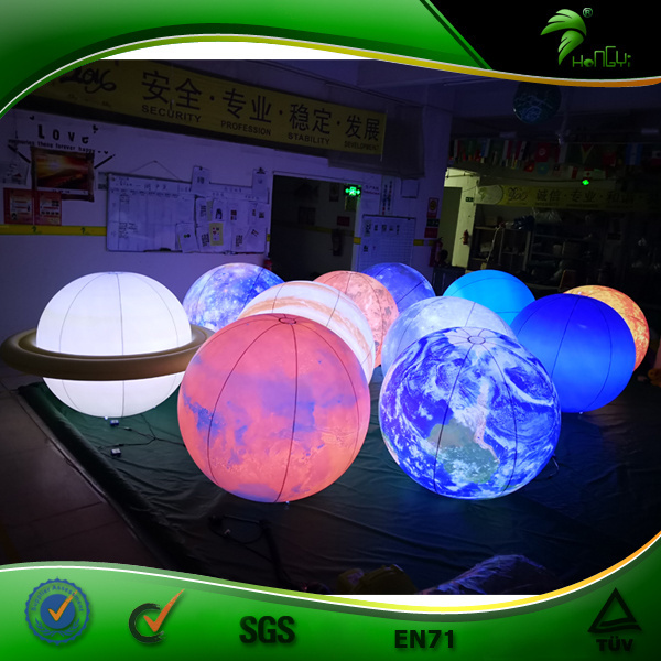 Inflatable Galaxy Planet with LED Light Inflaatble Helium PVC Balloons Sun/Moon/Mars Planet Solar System Decoration