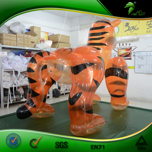 2.5 m Orange Inflatable Tiger Clear PVC 3 D Cartoon Transparent Costume Cute Inflatable Animal Toy