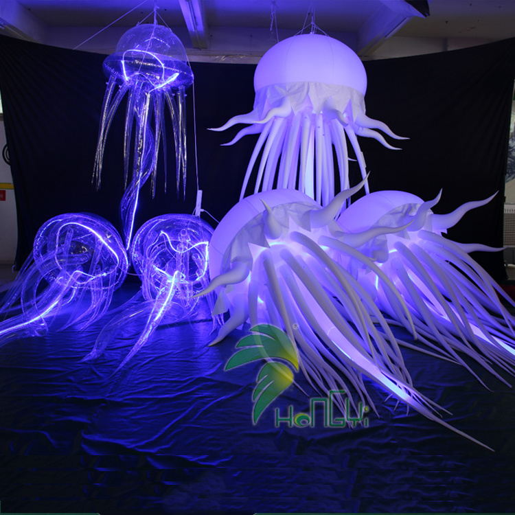 Mega Inflatable Custom Pretty Jellyfish LED Light Ceiling Light Colorful Jellyfish Balloon For Advertising