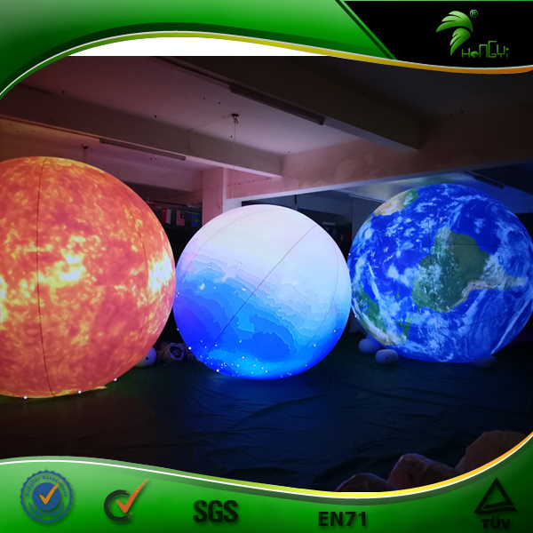 Inflatable Galaxy Planet with LED Light Inflaatble Helium PVC Balloons Sun/Moon/Mars Planet Solar System Decoration