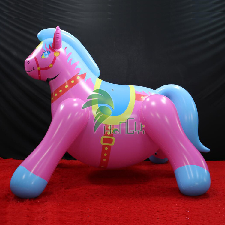 Ride On Inflatable Animal Hongyi Inflatable Horse Toy Bouncy Big Belly Inflatable Pink Horse