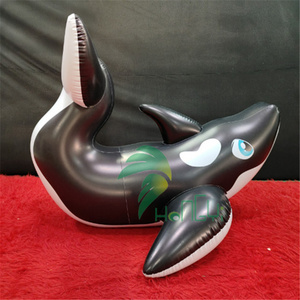 Custom Inflatable Black Orca Pool Float Fish Inflatable Giant Whale Floating Sea Animal