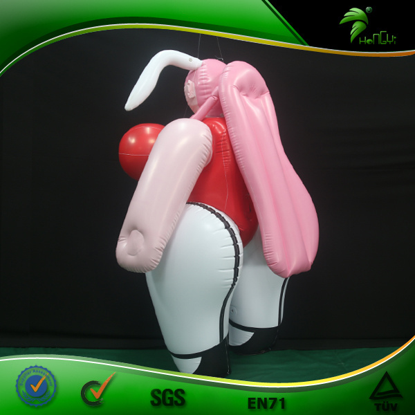 Sexy Inflatable Pink Bunny Suit Hongyi Inflatable Animal Suit With Breasts Body Inflation Costume