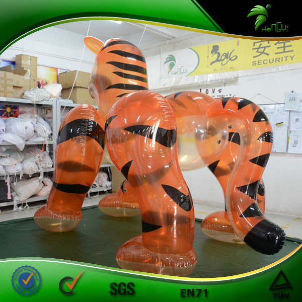 2.5 m Orange Inflatable Tiger Clear PVC 3 D Cartoon Transparent Costume Cute Inflatable Animal Toy