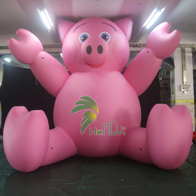 Advertising Brand Balloon Giant Inflatable Piggy With Banner Custom Inflatable Pig Animal Toy