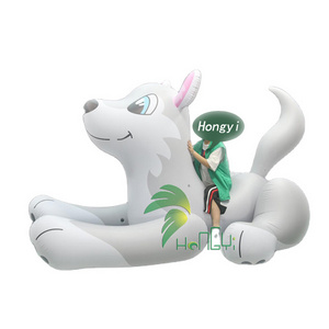 Squeaky Inflatable Ride On Husky Hongyi Inflatable Animal Toy Inflatable Cartoon Dog Pool Toy