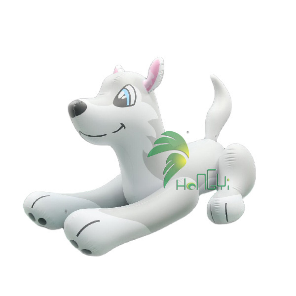 Squeaky Inflatable Ride On Husky Hongyi Inflatable Animal Toy Inflatable Cartoon Dog Pool Toy