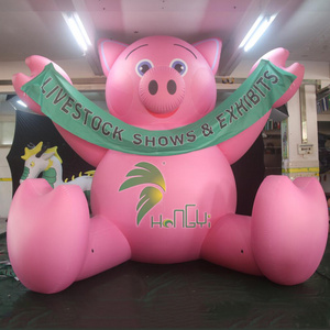 Advertising Brand Balloon Giant Inflatable Piggy With Banner Custom Inflatable Pig Animal Toy