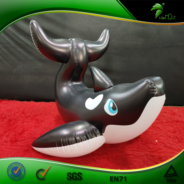 Custom Inflatable Black Orca Pool Float Fish Inflatable Giant Whale Floating Sea Animal