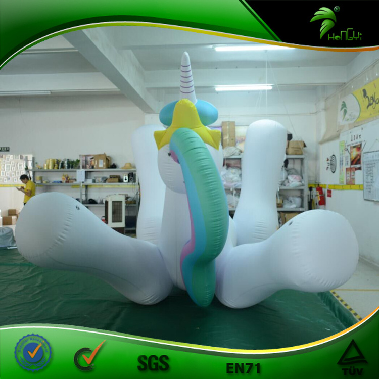 hongyi Inflatable Animal Toy Giant Water Floating Unicorn PVC Swimming Toys Pony Cartoon