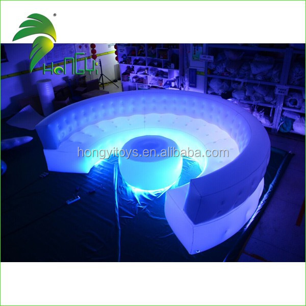 Best Seller White LED Inflatable Party Round Sofa , Inflatable Sofa Chair With Table For Sale