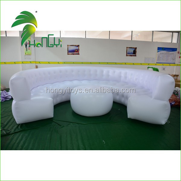 Best Seller White LED Inflatable Party Round Sofa , Inflatable Sofa Chair With Table For Sale