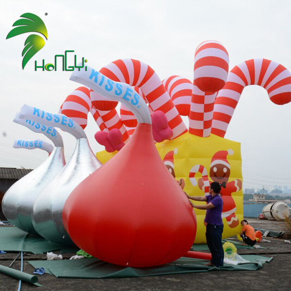 Christmas Giant Air Candy Bucket Inflatable Chocolate Candy for Party Decorations