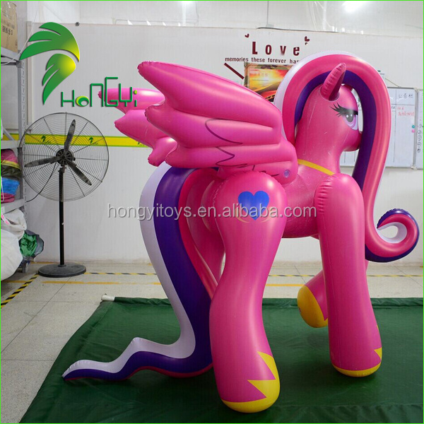 Hongyi New Design Inflatable Pink Horse / Customized Inflatable Animals Toy Horse with Bounce 0.4MM PVC