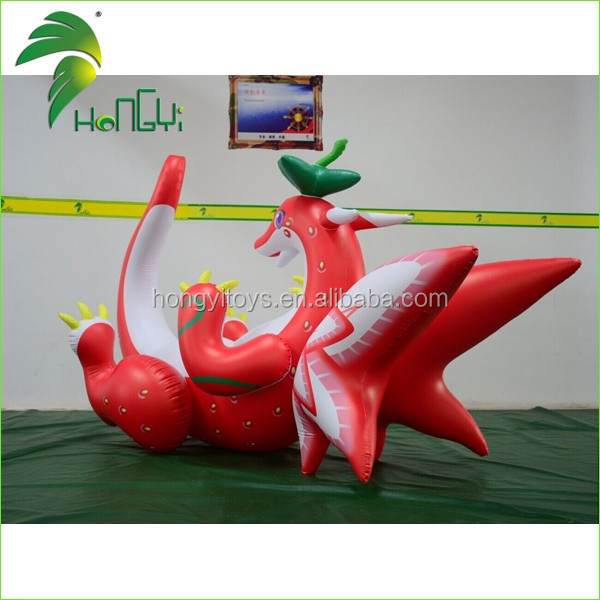 New Laying Style Soft Inflatable Dragon / Inflatable Strawberry Dragon Toys / Inflatable Soft Animals Toys