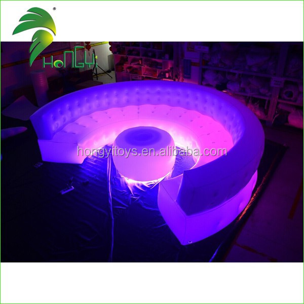 Best Seller White LED Inflatable Party Round Sofa , Inflatable Sofa Chair With Table For Sale