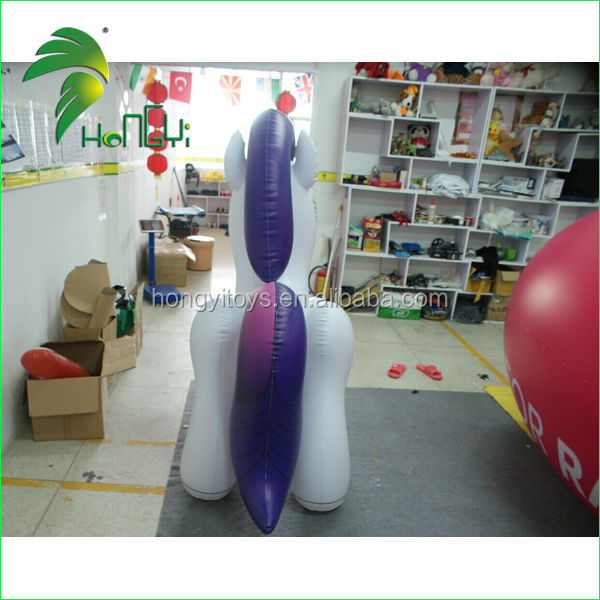 Hongyi PVC Inflatable Animal Toys / Inflatable Bouncy Cartoon Horse With Purple Tail