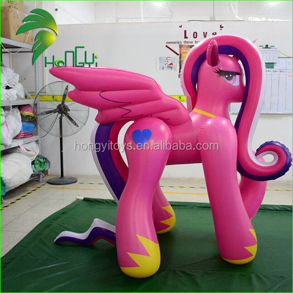 Hongyi New Design Inflatable Pink Horse / Customized Inflatable Animals Toy Horse with Bounce 0.4MM PVC