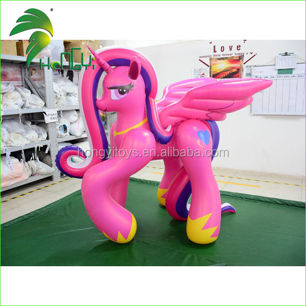 Hongyi New Design Inflatable Pink Horse / Customized Inflatable Animals Toy Horse with Bounce 0.4MM PVC