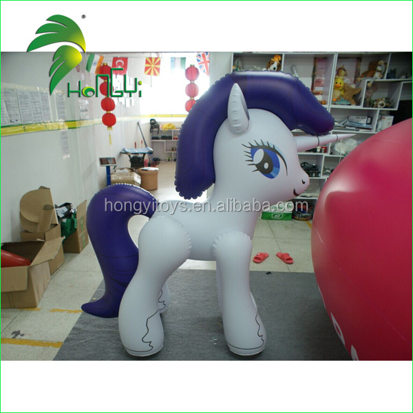 Hongyi PVC Inflatable Animal Toys / Inflatable Bouncy Cartoon Horse With Purple Tail