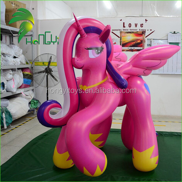 Hongyi New Design Inflatable Pink Horse / Customized Inflatable Animals Toy Horse with Bounce 0.4MM PVC