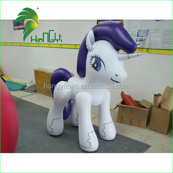 Hongyi PVC Inflatable Animal Toys / Inflatable Bouncy Cartoon Horse With Purple Tail