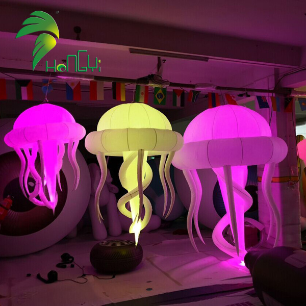 Beautiful Color Flashing Air Jellyfish Balloons / LED Lighting Up Inflatable Jellyfish for Night Party Decorations