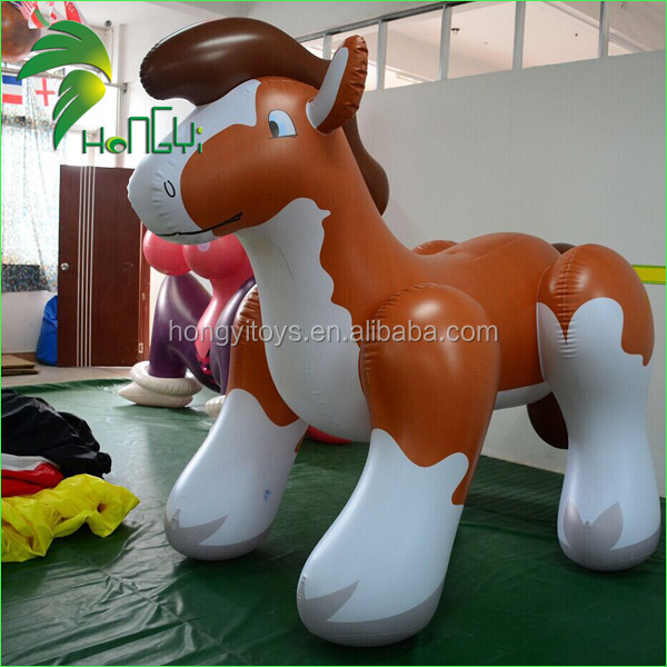 Wonderful Brown Hongyi Self Inflating Helium Fat Horse Cartoon , Giant Inflatable Horse