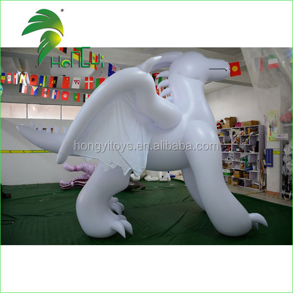 Customized PVC Funny Inflatable Cartoon Toys White Inflatable Dragon From Hongyi Toy