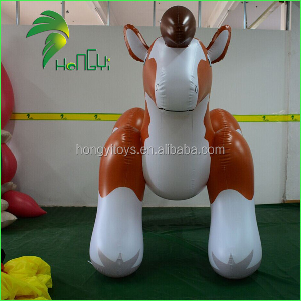 Wonderful Brown Hongyi Self Inflating Helium Fat Horse Cartoon , Giant Inflatable Horse