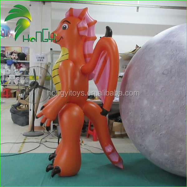 Customized Inflatable Dragon Shaped Suits , PVC Orange Inflatable Dragon Costume