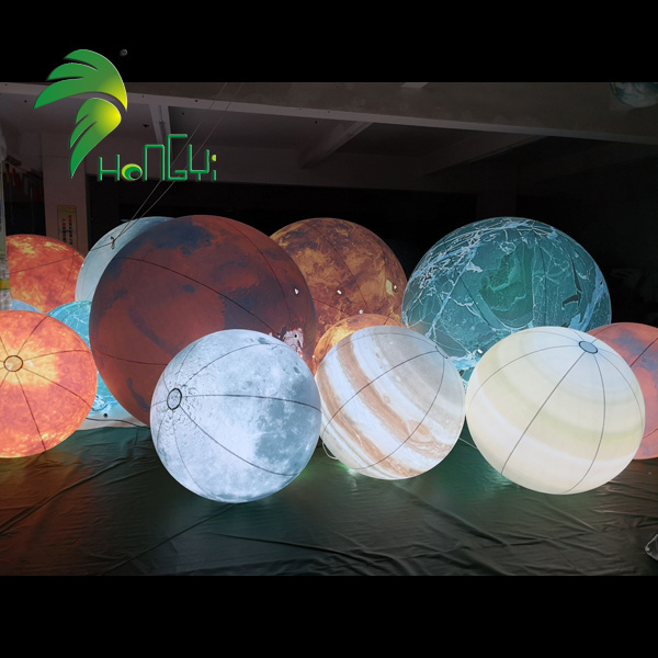 LED Lighting Decorative Solar System Planets Balloons Customized Inflatable Planet for Party Decor