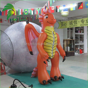 Customized Inflatable Dragon Shaped Suits , PVC Orange Inflatable Dragon Costume